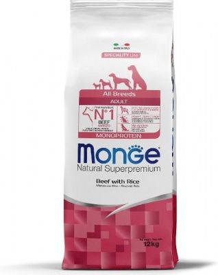 Monge Dog Monoprotein All Breeds Beef and Rice для собак всех пород говядина с рисом 12 кг