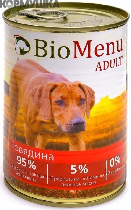 БиоМеню для собак говядина 410 г