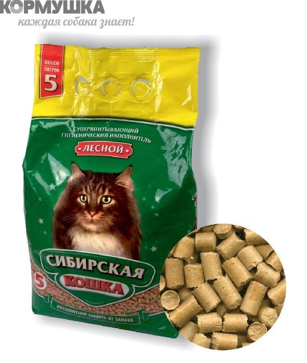 Сибирская кошка Лесной древесный наполнитель 5 л