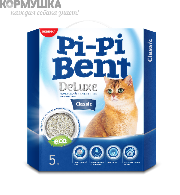 Pi-Pi-Bent "DeLuxe Classic" комк. наполнитель д/кошек 5 кг
