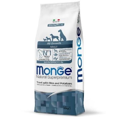 Monge Dog Monoprotein для собак всех пород форель с рисом и картофелем 12 кг
