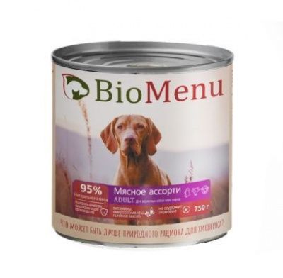 БиоМеню для собак мясное ассорти 750 г