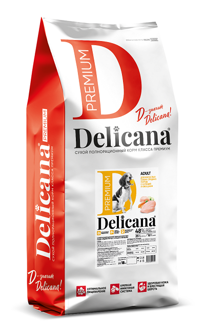 Delicana Курица с овощами для средних пород 18 кг Delicana Курица с овощами для средних пород 18 кг