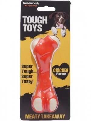 ROSEWOOD Игрушка для собак нейлон "Кость с ароматом курицы", красная, 15cм (Великобритания)