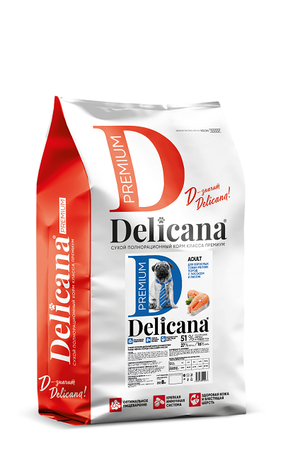 Delicana Лосось с рисом для мелких пород 8 кг Delicana Лосось с рисом для мелких пород 8 кг