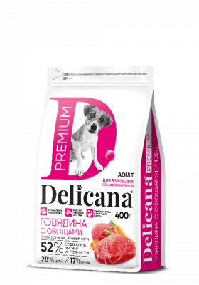 Delicana Говядина с овощами для мелких пород 400 г Delicana Говядина с овощами для мелких пород 400 г