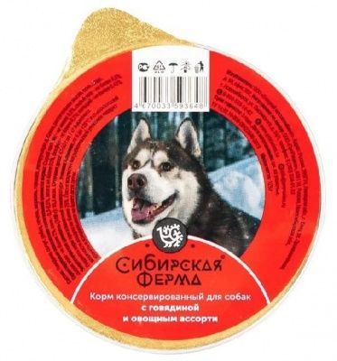 Сибирская ферма говядина с овощным ассорти для собак 125 г