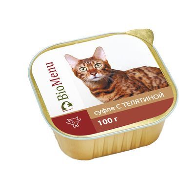 БиоМеню суфле для кошек телятина 100 г