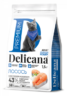 Delicana Лосось для кошек 1,5 кг Delicana Лосось для кошек 1,5 кг