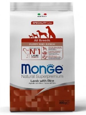 Monge Dog Speciality Puppy&Junior для щенков всех пород ягненок с рисом 800 г