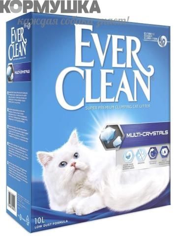 EVER CLEAN Multi Crystal Blend Наполнитель д/кошек с добавлением кристаллов (сиреневая полоса) 10 кг