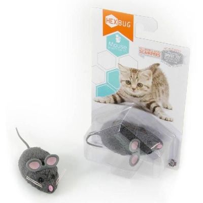 HEXBUG Игрушка для кошек интерактивная, микроробот "Мышка Грей", серая, 6.5х4х2.8см