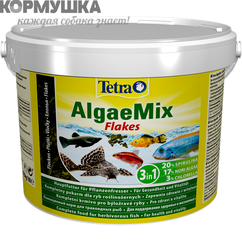 Tetra Min Algae Mix хлопья для травоядных рыб, 10 л