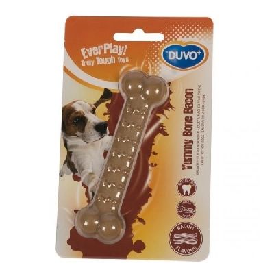 DUVO+ Игрушка для собак с ароматом бекона "Кость", нейлон, коричневая, 11см (Бельгия)