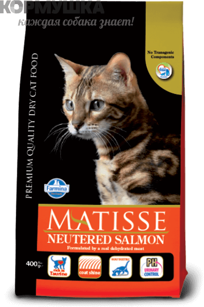 Фармина Матисс для стерилизованных кошек с лососем 10 кг