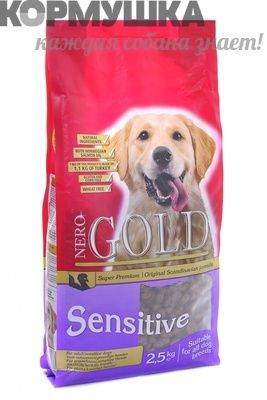 NERO GOLD  для Чувствительных собак с Индейкой и рисом 2,5 кг