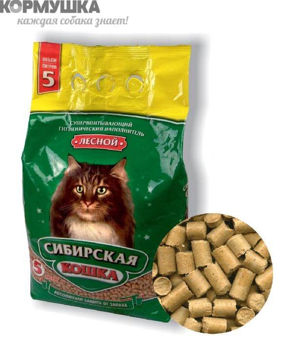 Сибирская кошка Лесной древесный наполнитель 3 л