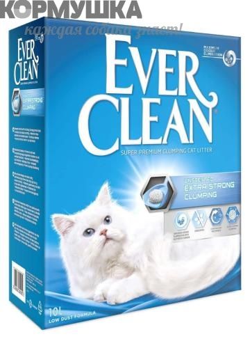 EVER CLEAN Unscented Наполнитель д/кошек без аромата (голубая полоса) 10 кг