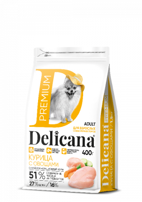 Delicana Курица с овощами для мелких пород 400 г Delicana Курица с овощами для мелких пород 400 г