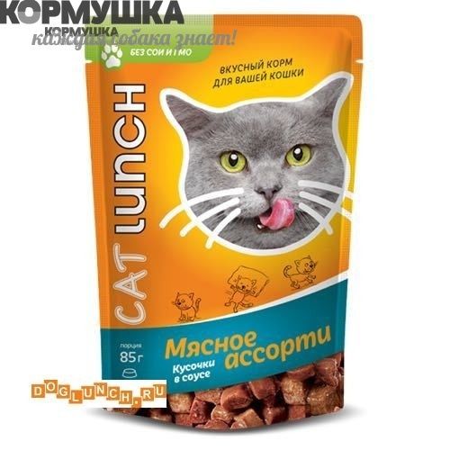 Кэт Ланч Кусочки в соусе Мясное Ассорти, 85 г Кэт Ланч Кусочки в соусе Мясное Ассорти, 85 г