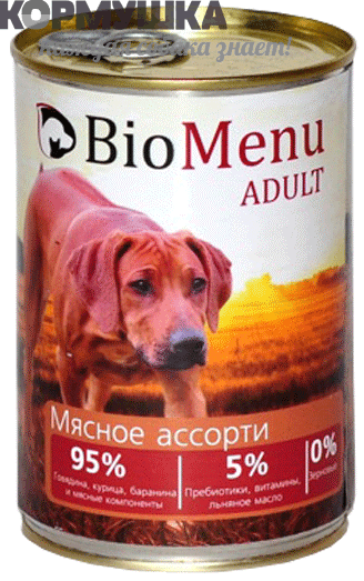 БиоМеню для собак мясное ассорти 410 г
