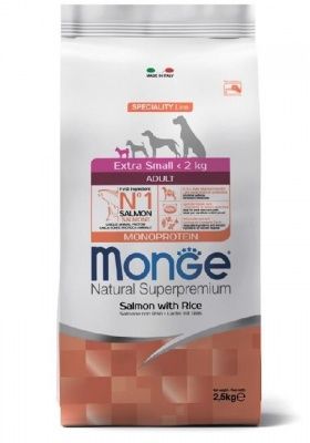 Monge Dog Speciality Extra Small для взрослых собак миниатюрных пород лосось с рисом 2,5 кг