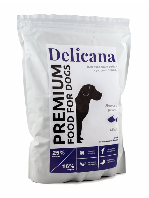Delicana Лосось с рисом для мелких пород  1,5 кг