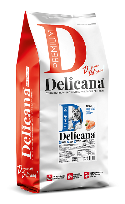 Delicana Лосось с рисом для средних пород 18 кг Delicana Лосось с рисом для средних пород 18 кг