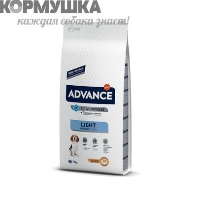 Advance для собак средних пород с курицей контроль веса 12 кг