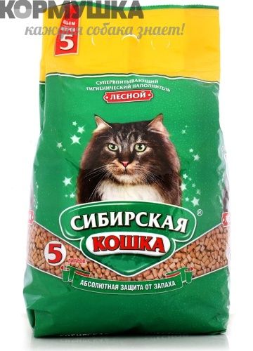 Сибирская кошка Лесной древесный наполнитель 7 л